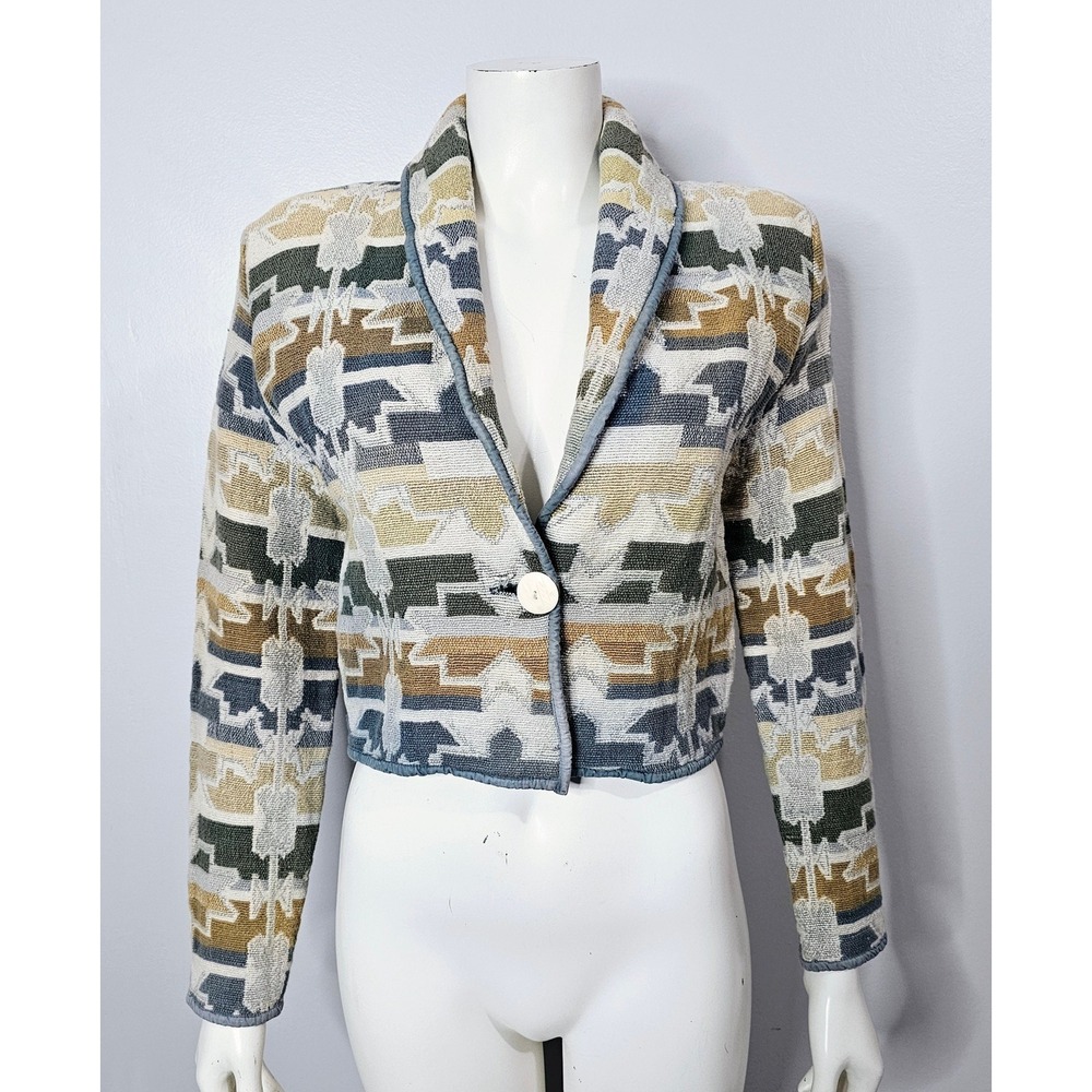 Vintage 1990s Tapestry Jacket, Southwestern, Aztec, Cropped